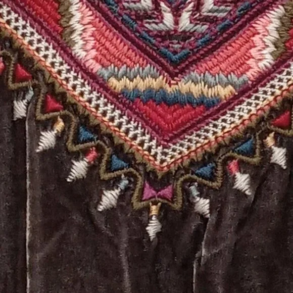 Johnny Was Graphite velour embroidered jacket - Picture 2 of 16